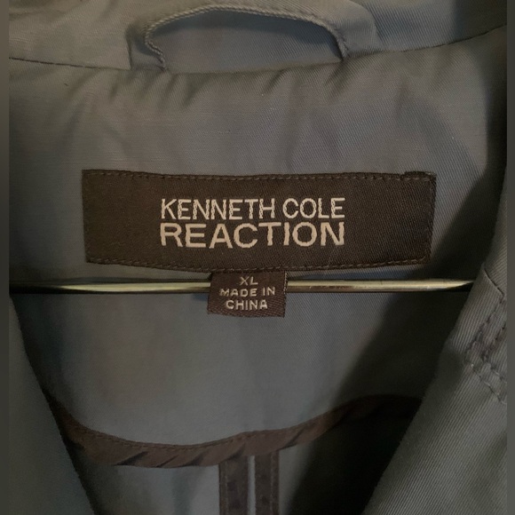 Kenneth Cole Reaction Belted Raincoat Iridescent Blue XL - Picture 3 of 9